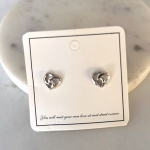 Silver love knot stud earrings - 1/4 inch wide and long